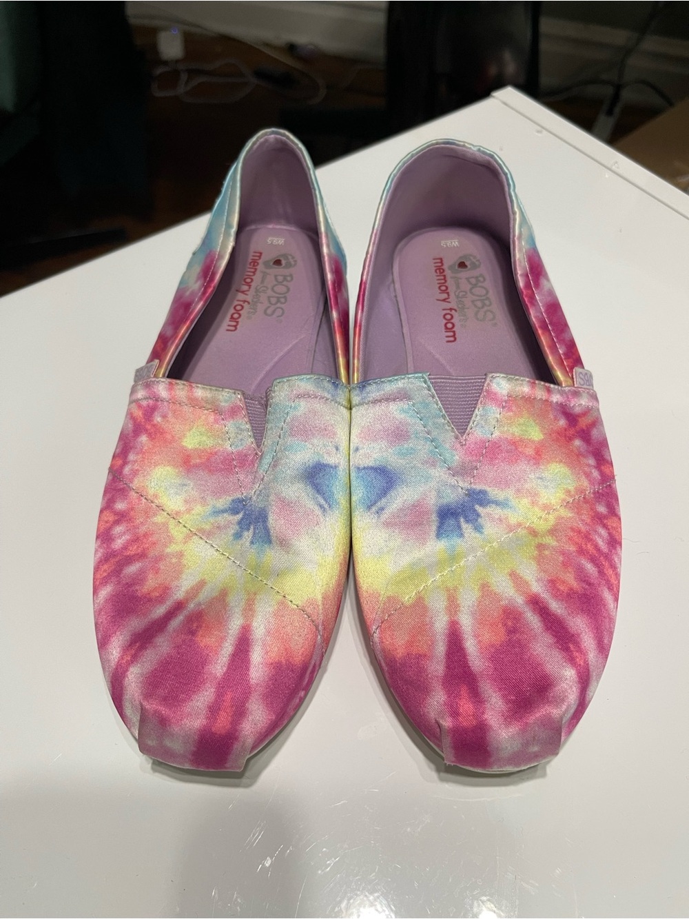 BOBS from Skechers Tie-Dye Slip-On Shoes in Pink, Yellow, Blue